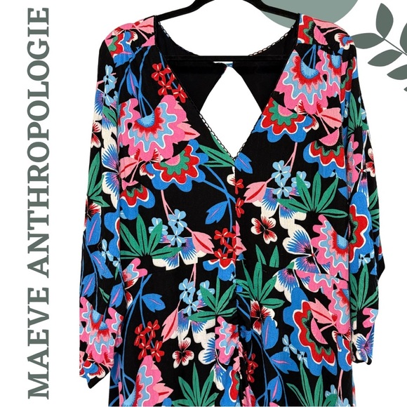 Anthropologie Maeve Ruched Floral Maxi Dress 20W/2X - Picture 6 of 14